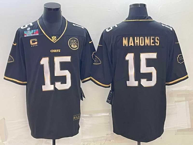 Men's Kansas City Chiefs #15 Patrick Mahomes Black Gold Super Bowl LVII Patch And 4-star C Patch Vapor Untouchable Limited Stitched Jersey,We sell and wholesale Men's Kansas City Chiefs #15 Patrick Mahomes Black Gold Super Bowl LVII Patch And 4-star C Patch Vapor Untouchable Limited Stitched Jersey on line form chian!